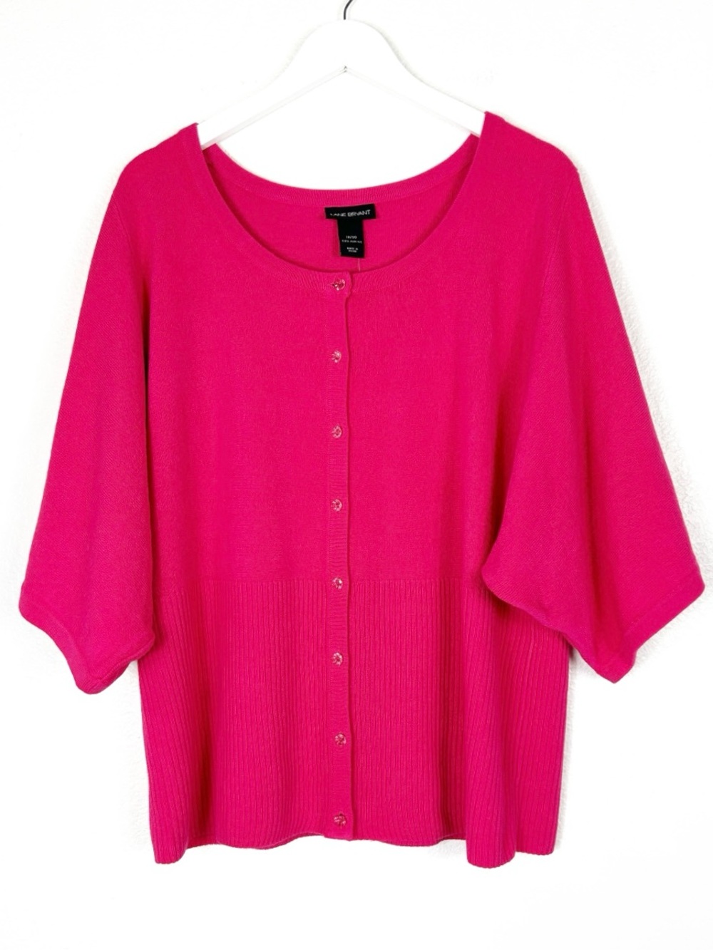 NWT Lane Bryant hot pink plus size cardigan sweater preppy size 18/20 NEW